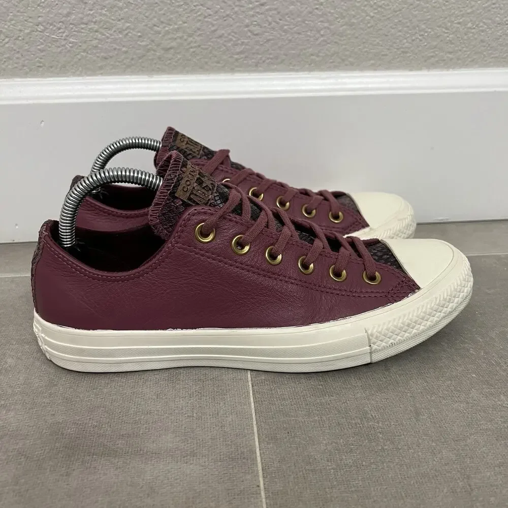 Converse Chuck Taylor CTAS OX Womens 8 Burgundy Low Top Lace Up Casual Shoes